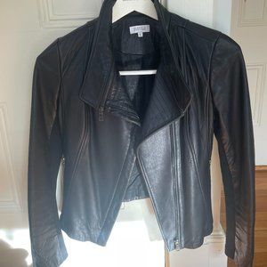Barneys New York Black Leather Moto Jacket Size Small